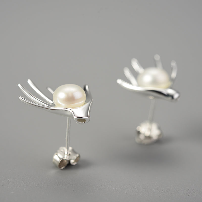 Pearls in Hands Stud Earrings