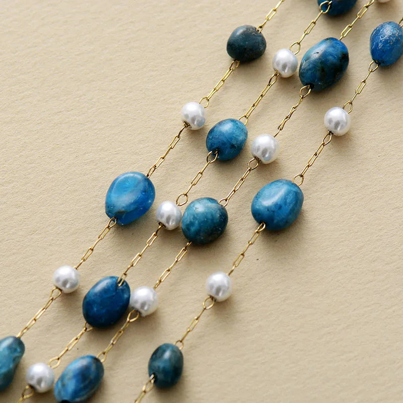 Boho Apatite Pearl Layered Necklace