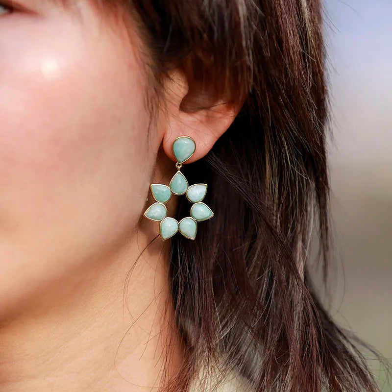 Flower Amazonite Stud Earrings