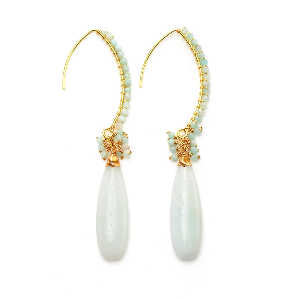 Exquisite Boho Teardrop Amazonite Dangle Earrings