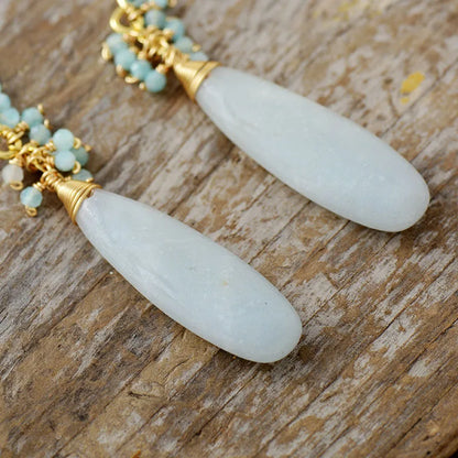 Exquisite Boho Teardrop Amazonite Dangle Earrings