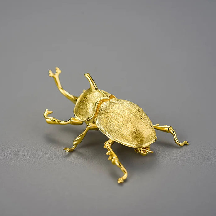 Sterling Silver Japanese Rhinoceros Beetle (Trypoxylus dichotomus) Handmade Fine Brooch