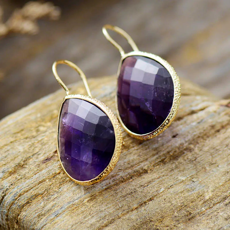 Teardrop Amethyst Dangle Earrings