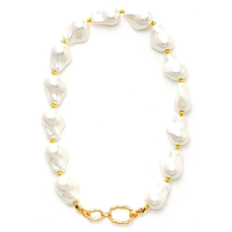 Handmade Cultured Baroque Pearl Strand Choker Necklace