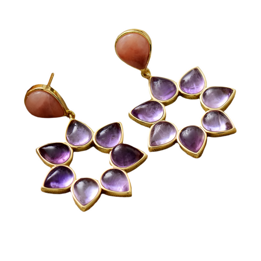 Amethysts Flower Stud Earrings