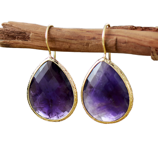 Teardrop Amethyst Dangle Earrings