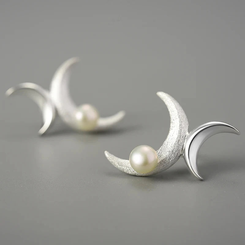 Asymmetrical Double Moon Stud Earrings