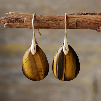 Waterdrop Tiger Eye Dangle Earrings