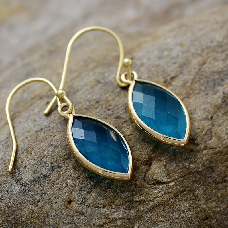 Modernism Marquise Blue Quartz Dangle Earrings