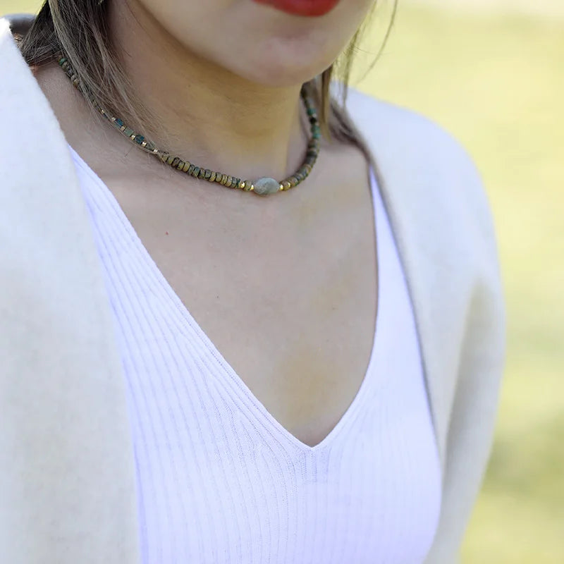 Boho Minimalism Stones Choker Layered Necklace