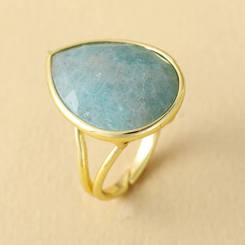 Waterdrop Amazonite Adjustable Ring