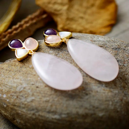 Chandelier Rose Quartz Earrings