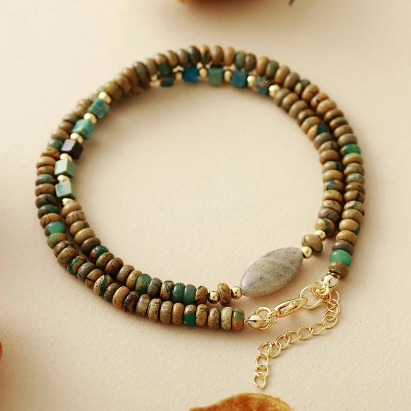 Boho Minimalism Stones Choker Layered Necklace