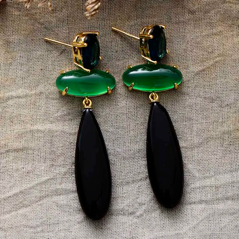 Onyx Teardrop Stud Earrings