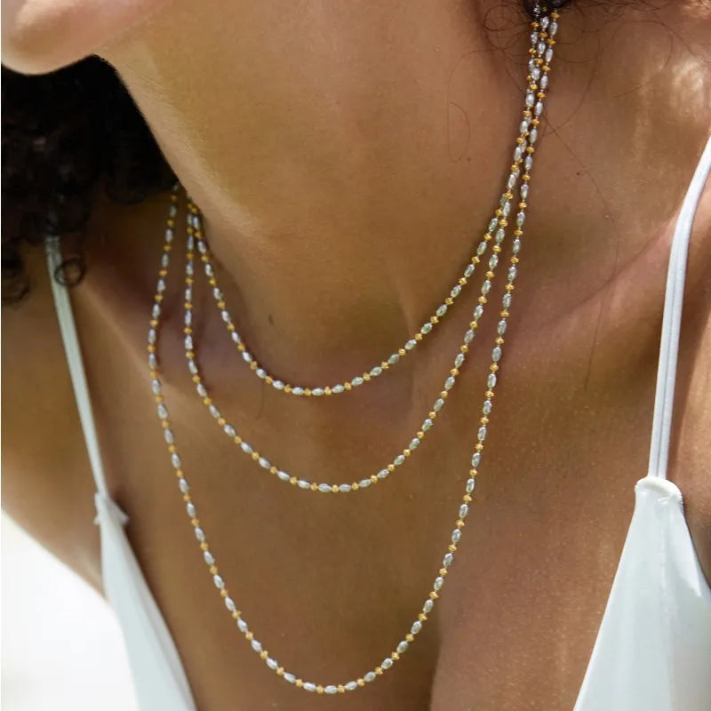 Two Tone Beaded Chain Necklace