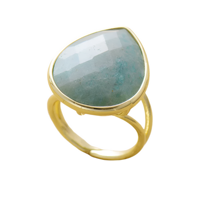 Waterdrop Amazonite Adjustable Ring