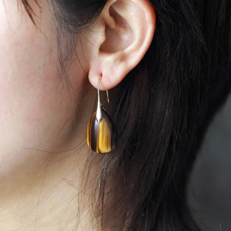 Waterdrop Tiger Eye Dangle Earrings