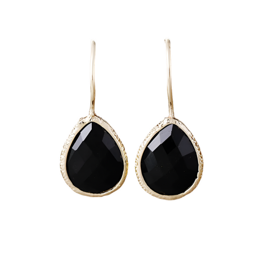 Teardrop Black Onyx Dangle Earrings