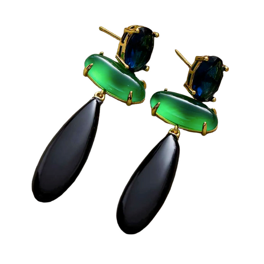 Onyx Teardrop Stud Earrings