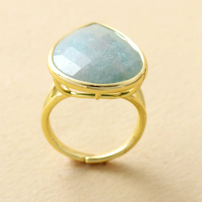 Waterdrop Amazonite Adjustable Ring