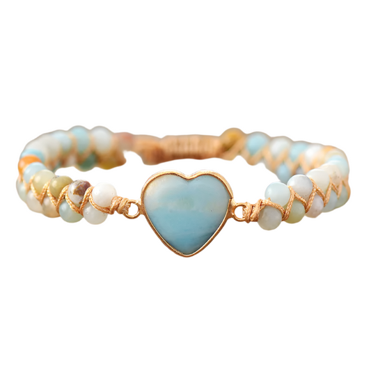 Boho Heart Amazonite Braided Macrame Bracelet