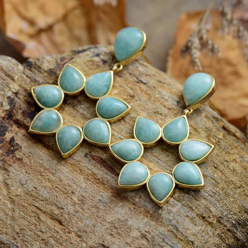 Flower Amazonite Stud Earrings