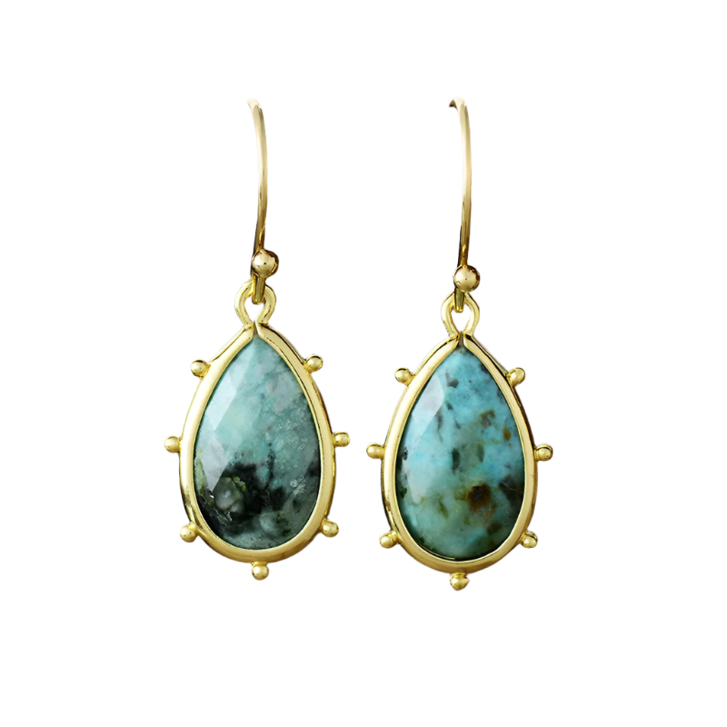 Bright Waterdrop African Turquoise Dangle Earrings