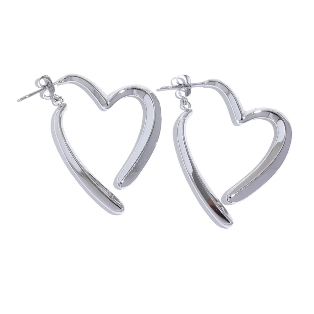 Detachable Heart Hoop Dangle Earrings in Stainless Steel