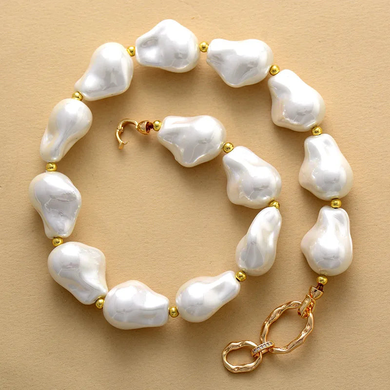 Handmade Cultured Baroque Pearl Strand Choker Necklace