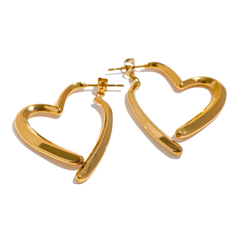 Detachable Heart Hoop Dangle Earrings in Stainless Steel