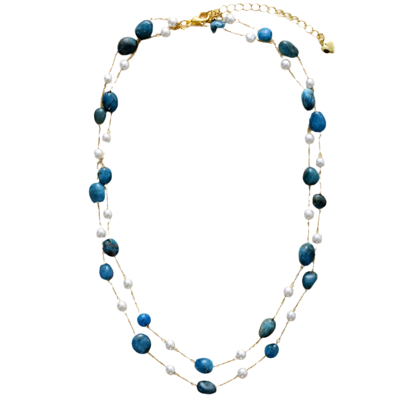 Boho Apatite Pearl Layered Necklace