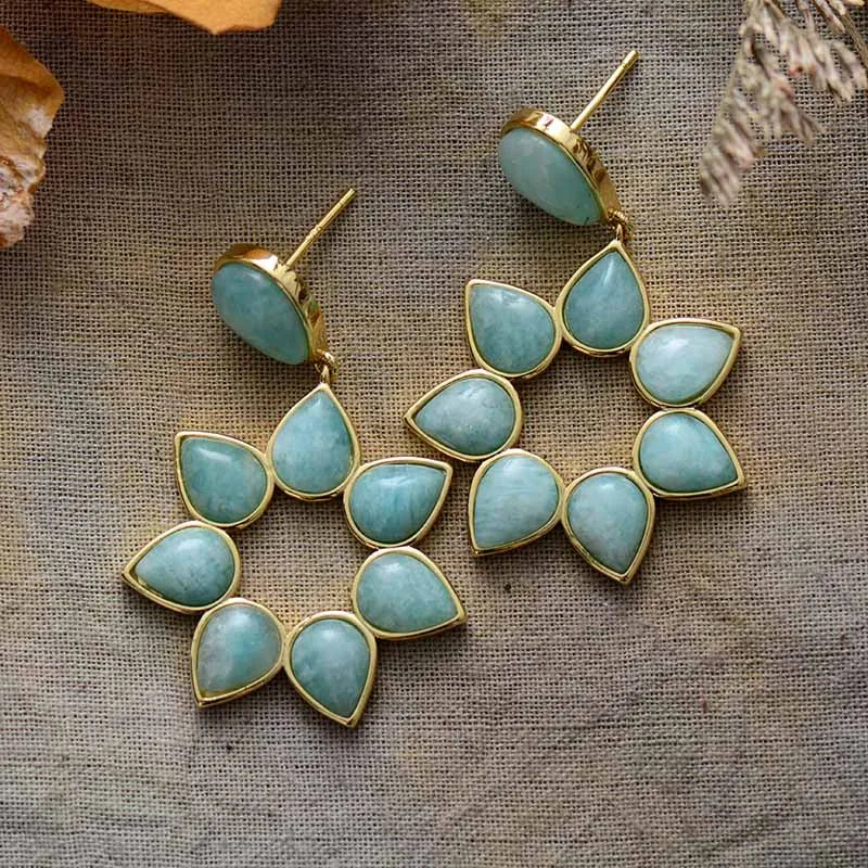 Flower Amazonite Stud Earrings