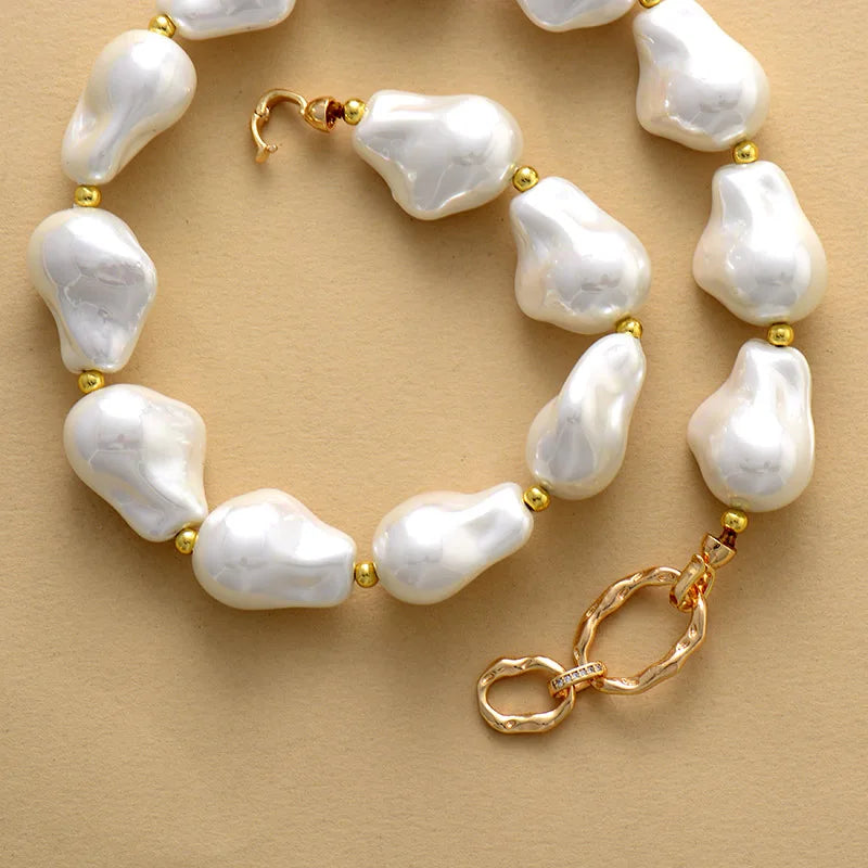 Handmade Cultured Baroque Pearl Strand Choker Necklace