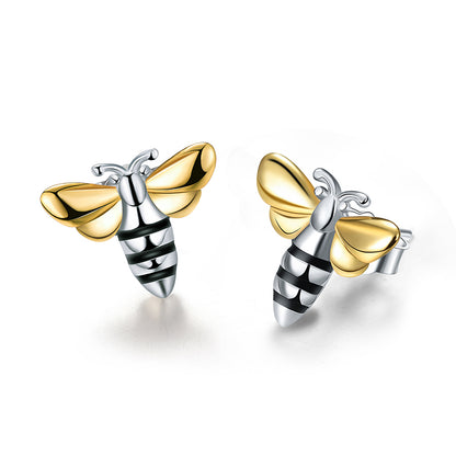 Sterling Silver Small Honey Bee Stud Earrings