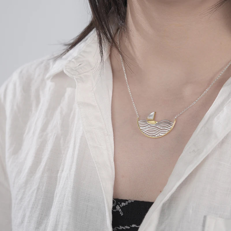 Sterling Silver Sailboat Necklace