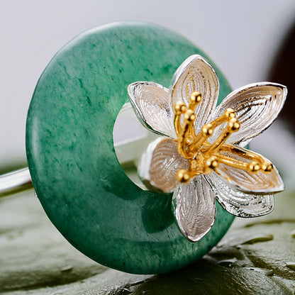 Sterling Silver Aventurine Lotus Whispers Ring