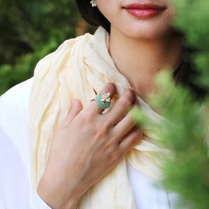 Sterling Silver Aventurine Lotus Whispers Ring