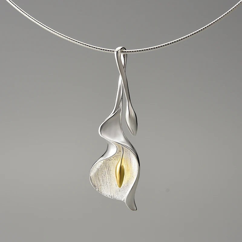 Sterling Silver Calla Lily Flower Pendant (Chain not included)