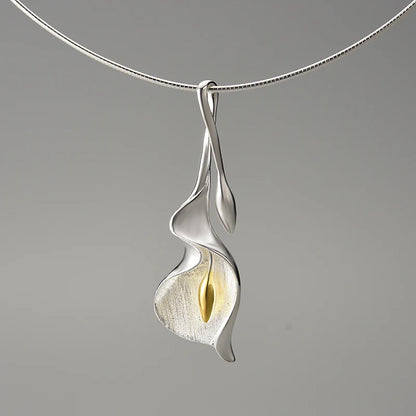 Sterling Silver Calla Lily Flower Pendant (Chain not included)