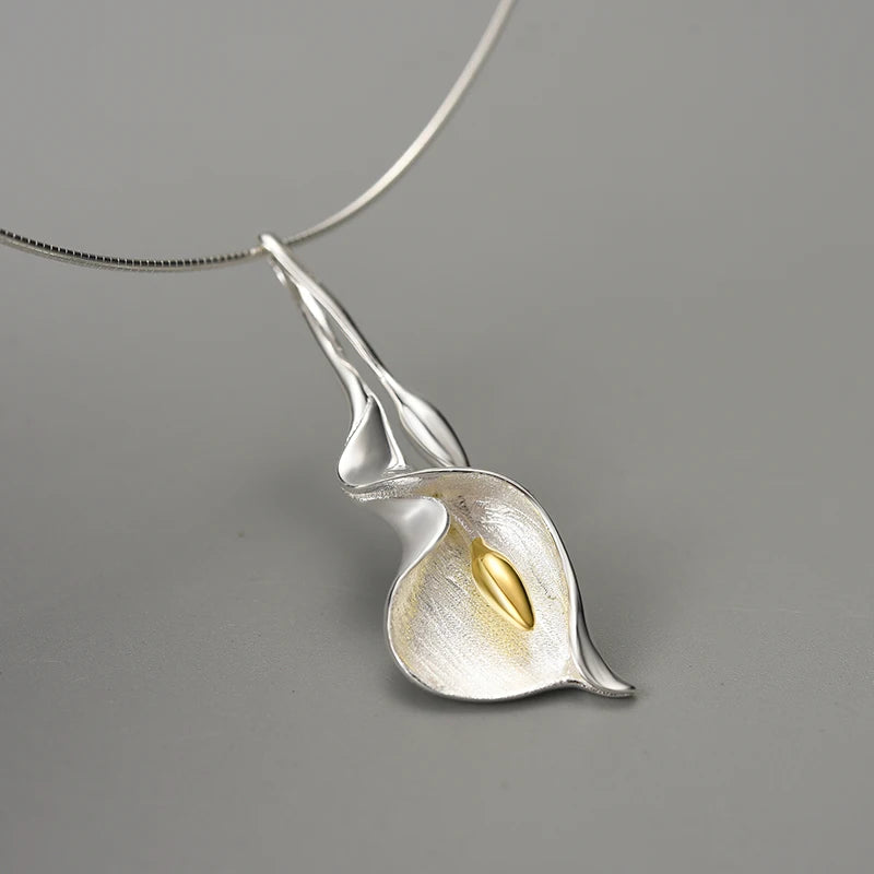 Sterling Silver Calla Lily Flower Pendant (Chain not included)