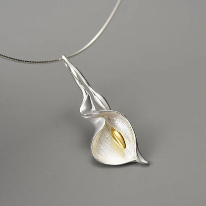 Sterling Silver Calla Lily Flower Pendant (Chain not included)