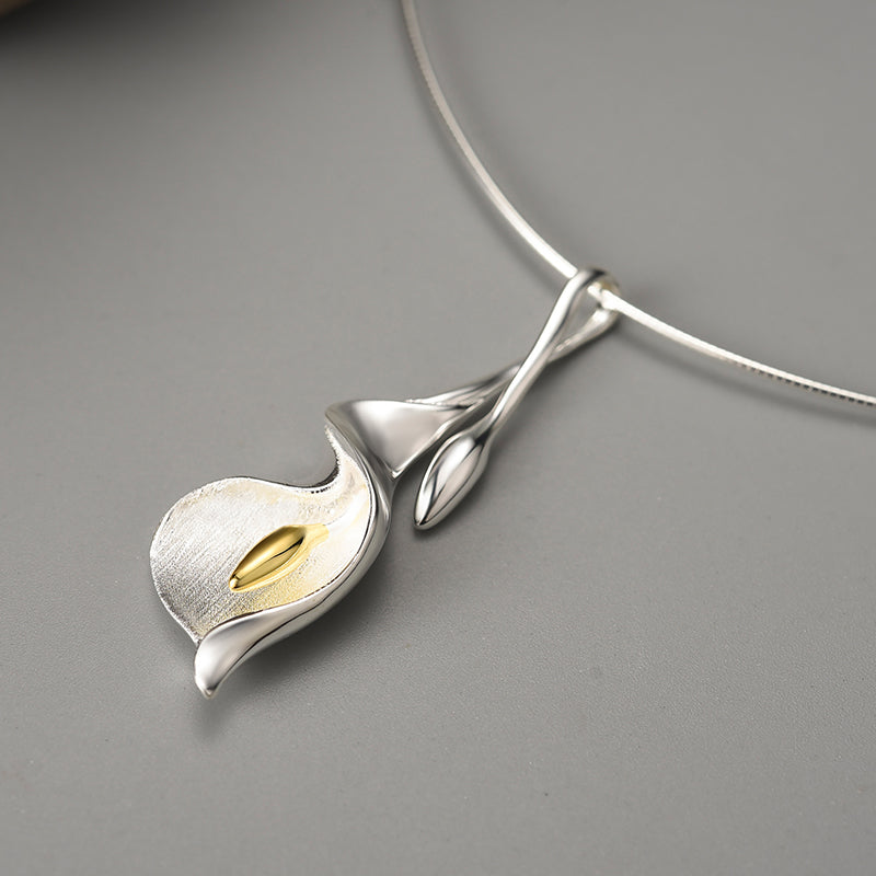 Sterling Silver Calla Lily Flower Pendant (Chain not included)