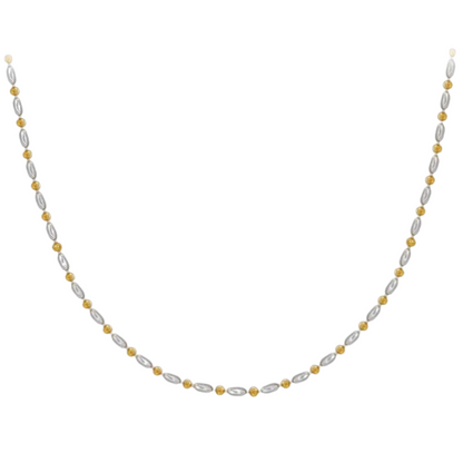 Sterling Silver Two Tone Beaded Chain Necklace