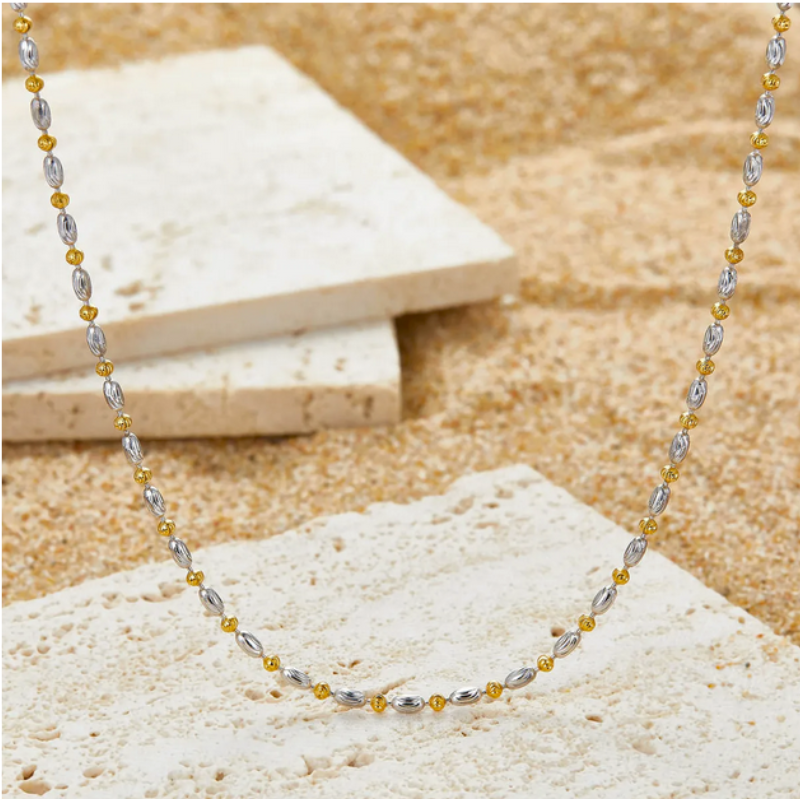 Two Tone Beaded Chain Necklace