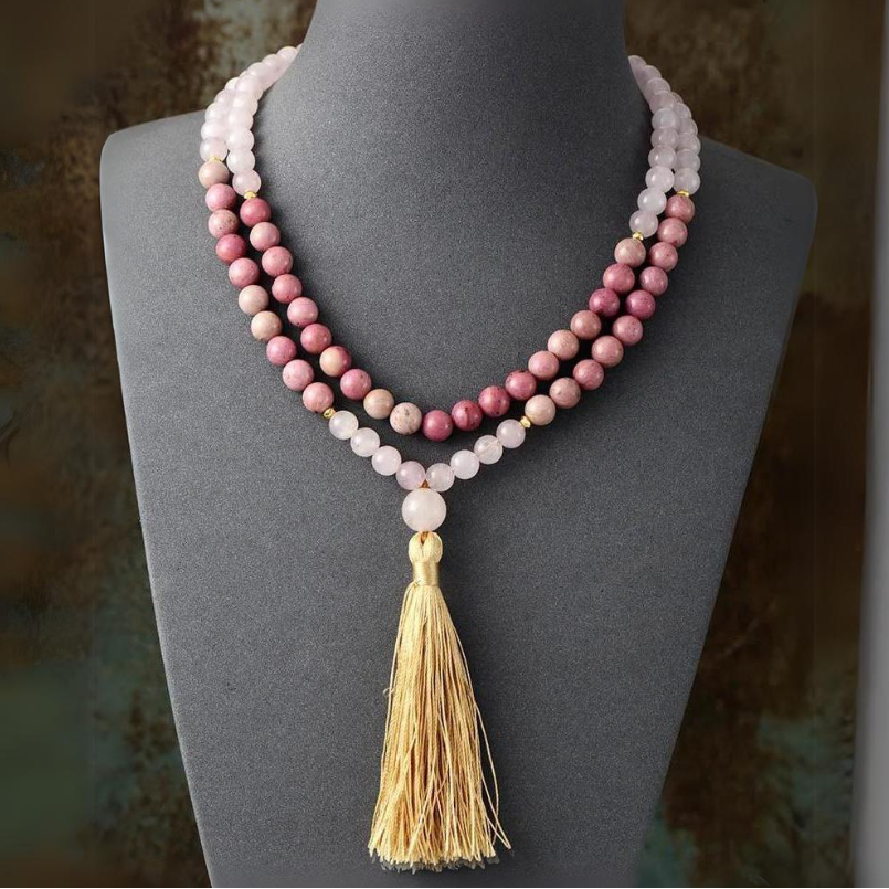 108 Beads Malas Healing Crystal Tassel Spiritual Meditation Yoga Necklace