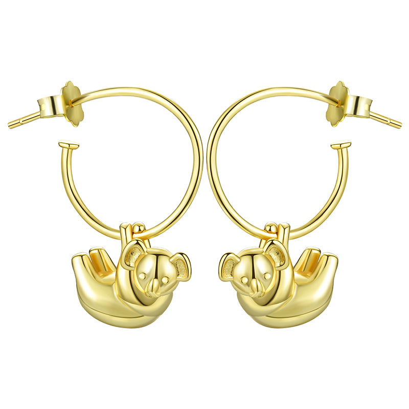 Koala Round Hoop Earrings